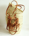 Market basket STRAW BAG Handmade with leather, French Market