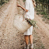 Market basket STRAW BAG Handmade with leather, French Market