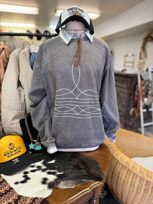  Boot Stitch Crew Neck Sweater in Charcoal