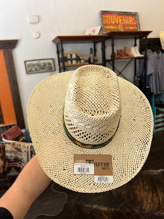 Twister Western Hat Womens Twisted Weave Sunflower Band Vent T78506, Ivory