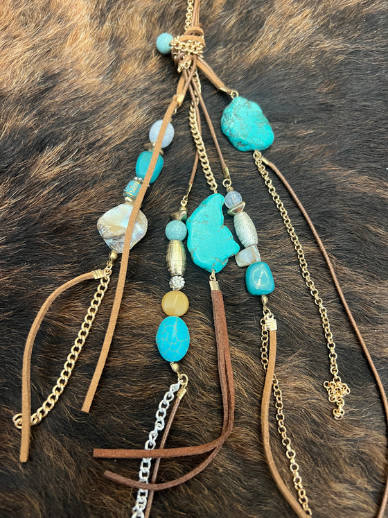 Boho Leather & Turquoise Necklace
