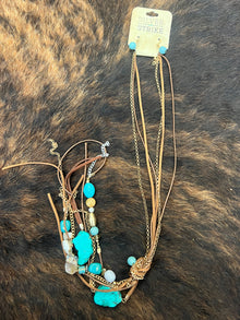  Boho Leather & Turquoise Necklace
