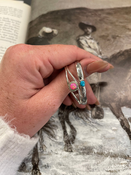 Infant Pink Opal & Sterling Silver Cuff