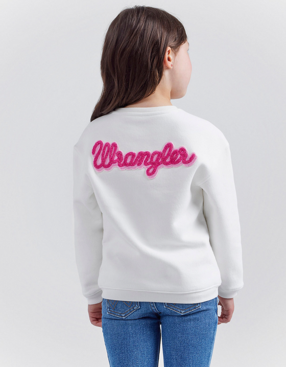 WRANGLER X BARBIE™ GIRL'S LOGO SWEATSHIRT IN SNOW WHITE