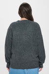 SOLID V NECK DROP SHOULDER KNIT SWEATER