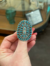 Zuni Needlepoint Turquoise & Sterling Cluster Ring
