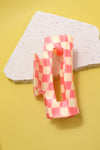 JUMBO CELLULOSE CHECKER HAIR CLAW CLIPS
