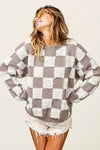LOOP EDGE CHECKERED SWEATER PULLOVER