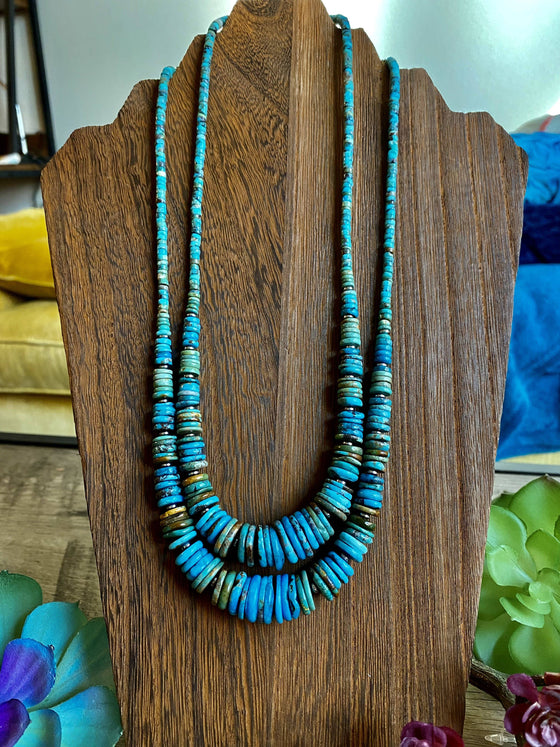 22 inch necklace  graduated turquoise necklace  - tri-color